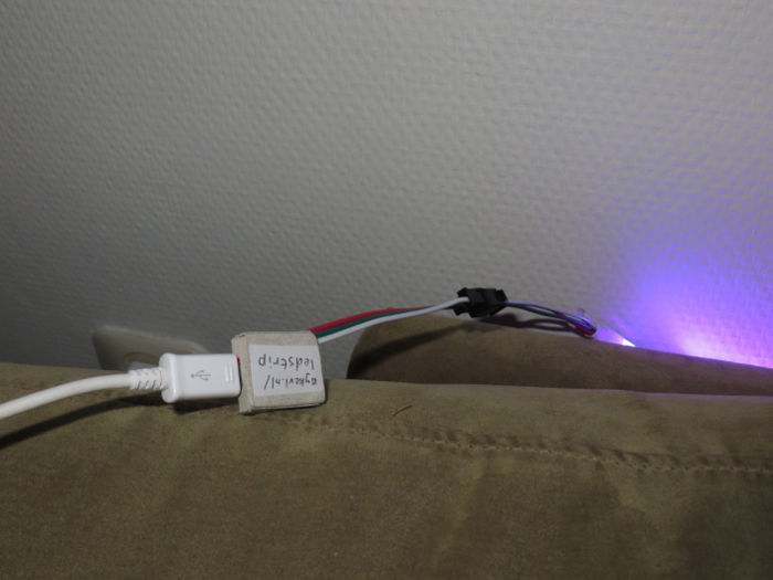 connected to power and LED strip
